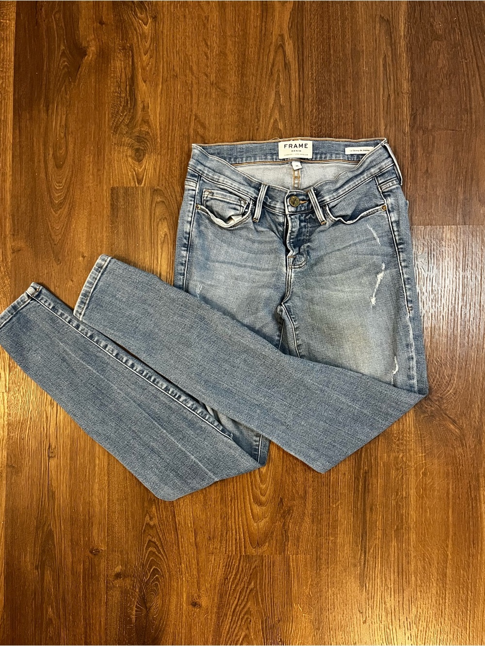FRAME Le Skinny de Jeanne Distressed Skinny Jeans Size 26 - Picture 2 of 4